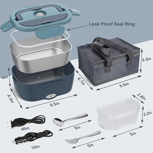 Portable Electric Lunch Box Food Warmer – Heated Lunch Box for Office, Car & Travel