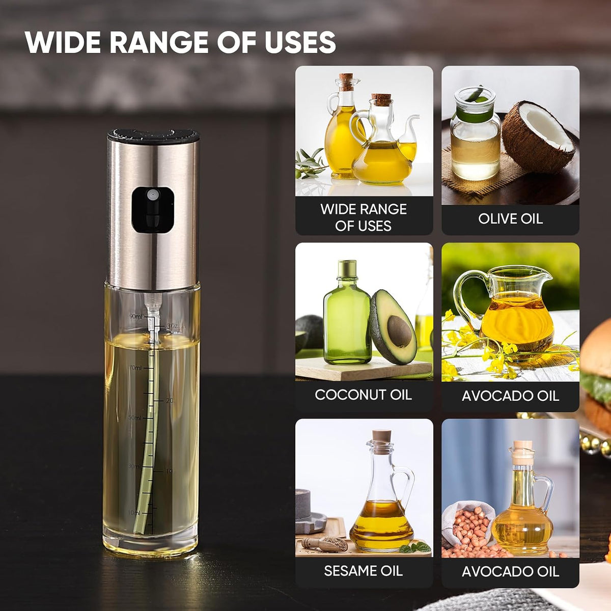 PUZMUG ARTC Oil Sprayer – 100ml Stainless Steel Cooking Oil Mister