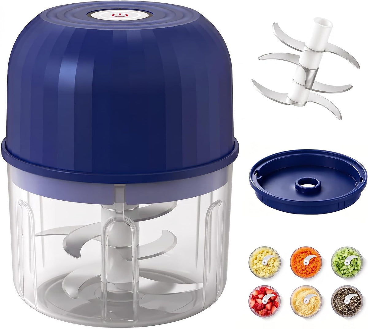 Cordless Electric Mini Garlic Chopper – 6-Blade Food Processor