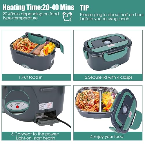 Portable Electric Lunch Box Food Warmer – Heated Lunch Box for Office, Car & Travel