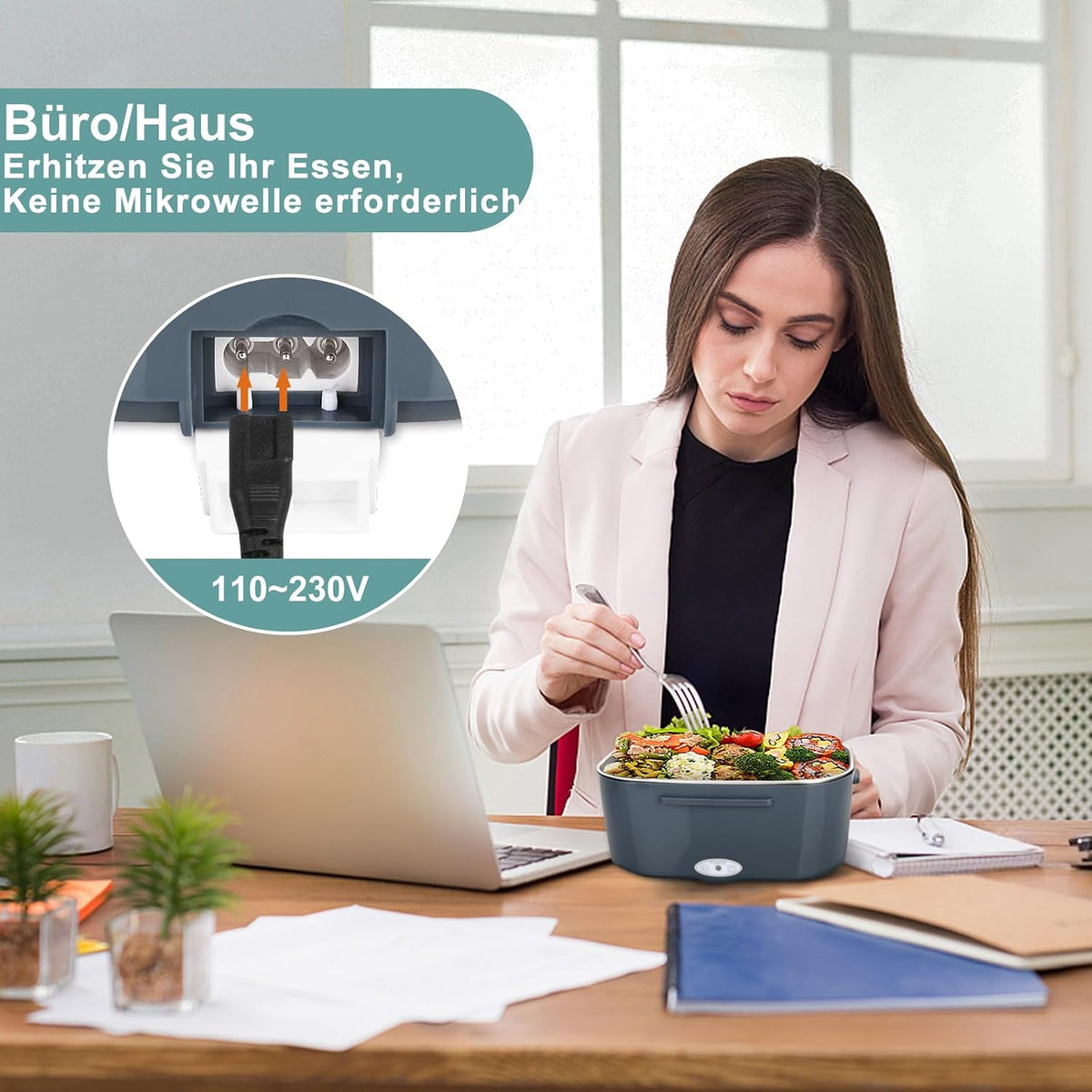 Portable Electric Lunch Box Food Warmer – Heated Lunch Box for Office, Car & Travel