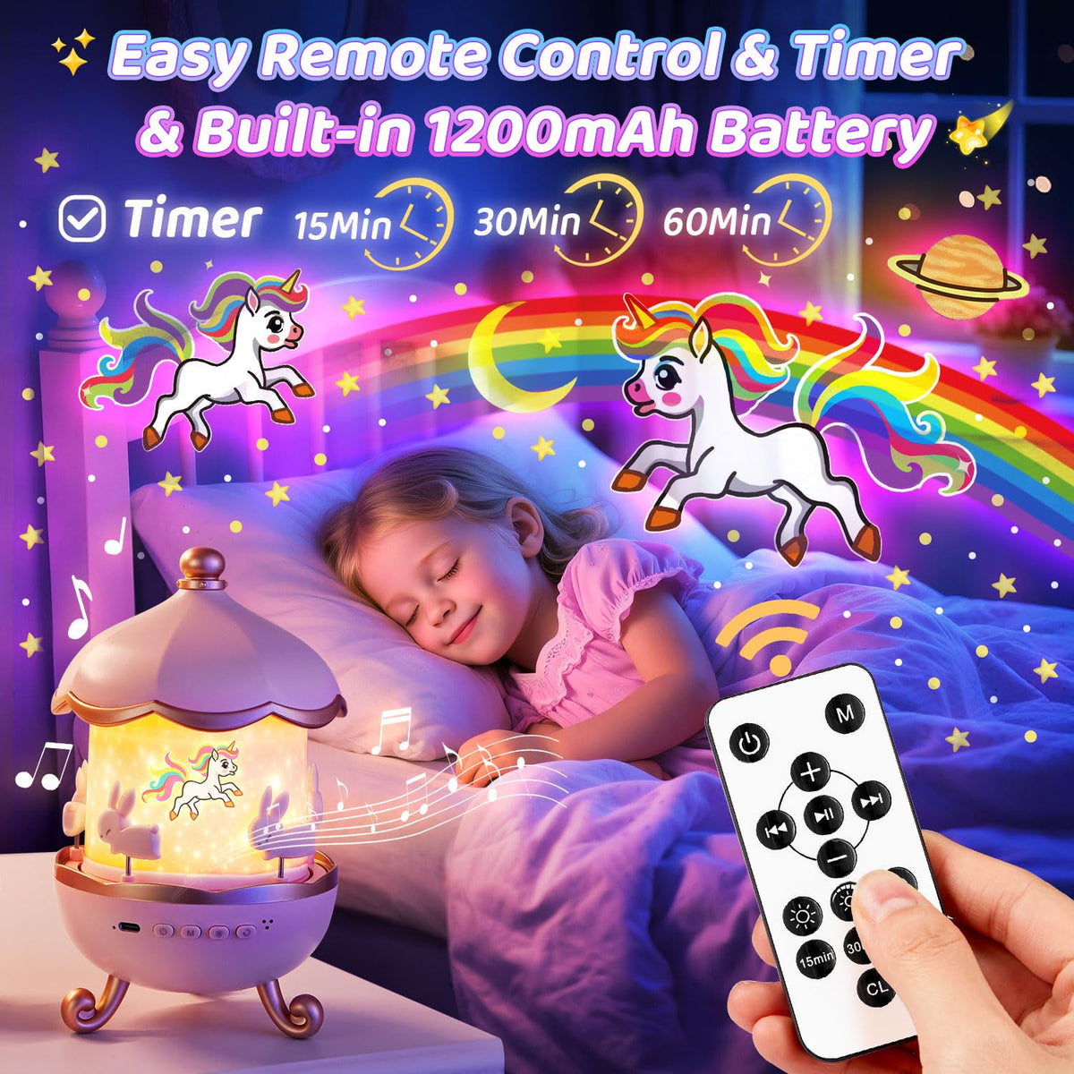 Unicorn Baby Night Lamp with Remote Control – UAE